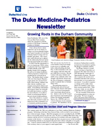 The Duke Medicine-Pediatrics Newsletter (Vol 3, Issue 1) la vignette
