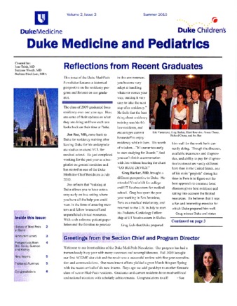 The Duke Medicine-Pediatrics Newsletter (Vol 2, Issue 2) la vignette