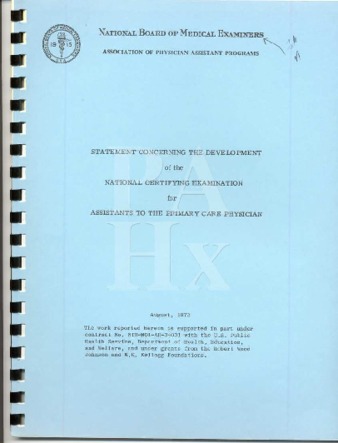 Statement concerning the development of the national certifying examination for assistants to the primary care physician Miniatura