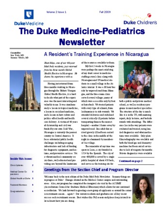 The Duke Medicine-Pediatrics Newsletter (Vol 2, Issue 1) la vignette