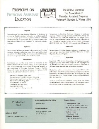 Perspective on physician assistant education : the official journal of the Association of Physician Assistant Programs 缩图